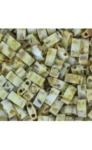 Miyuki half tila 5x2.4mm beads - Opaque picasso yellow HTL-4512